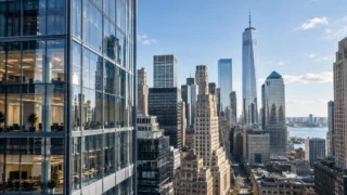 New York ticaret bölgesinde modern kurumsal ofis binaları, Aviva Specialty ABD ticari mülk sigortası pazarı için temsili görsel