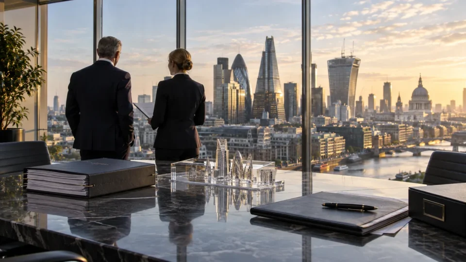 Birleşik Krallık sigorta portföy transferini temsil eden profesyonel kurumsal görsel