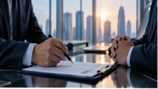 Reasürans sözleşmesi ve kurumsal anlaşma sürecini temsil eden profesyonel görsel