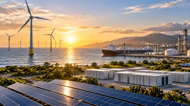 Yenilenebilir enerji ve yeşil dönüşüm risklerini temsil eden profesyonel görsel
