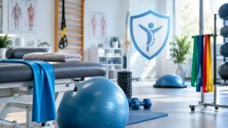 Tamamlayıcı sağlık sigortasında fizik tedavi ve rehabilitasyonu simgeleyen yazısız modern klinik görseli