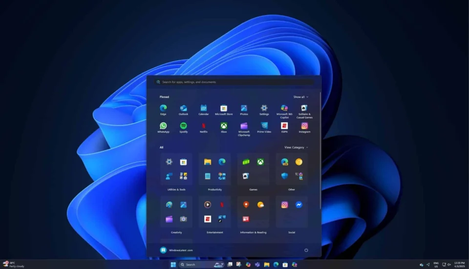 Windows 11’in Yenilikçi Başlat Menüsü: Baştan Aşağı Değişim